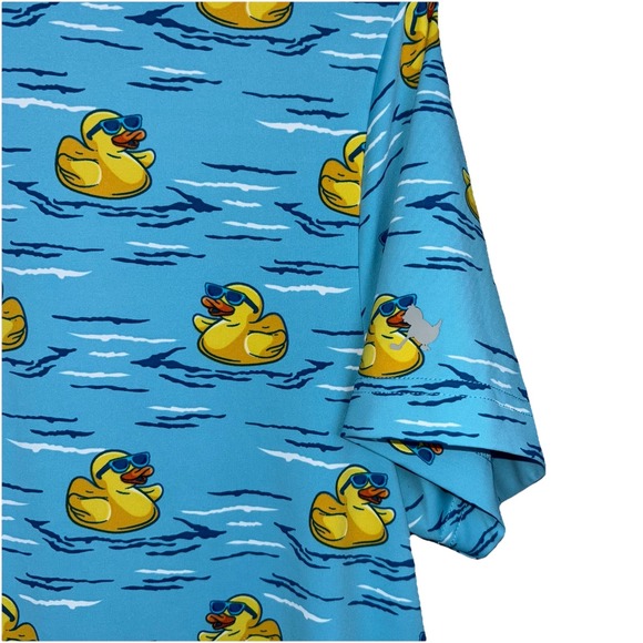 Birdie Bound Rubber Duck Golf Polo Shirt Mens Medium Stretch - Picture 4 of 6